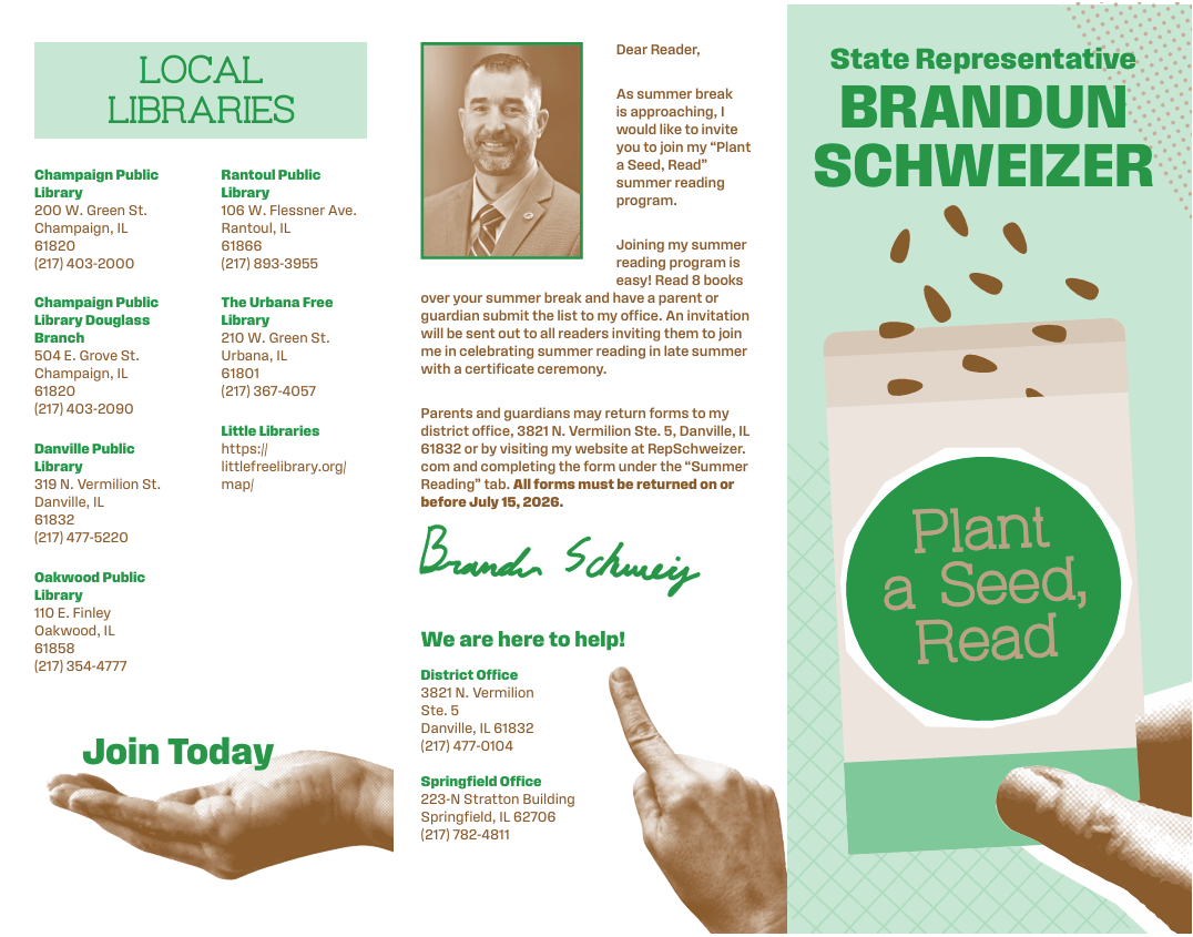 Schweizer Launches Summer Reading Program, Invites K-5 Grade Students to Join